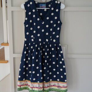 ⚓️ Yumi Navy Polka Dot Nautical Sailboat Fit & Flare Dress Size 6/8